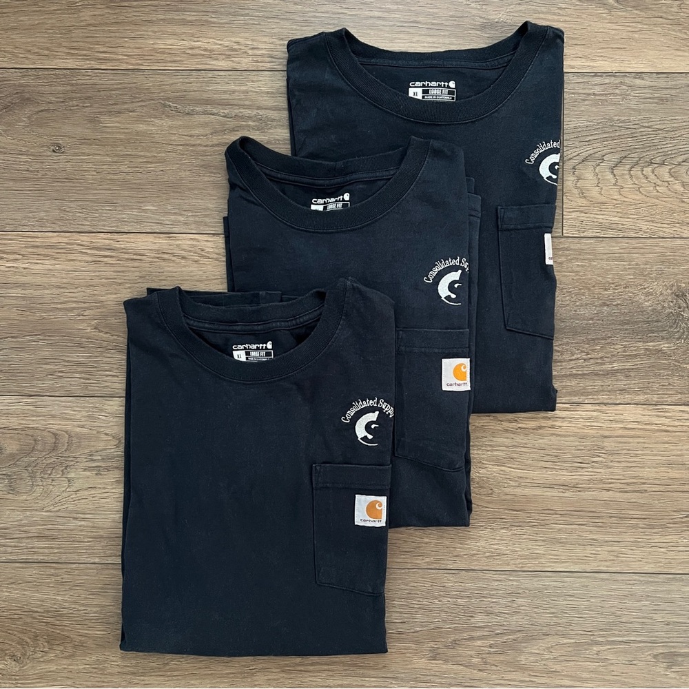 Carhartt K126 Navy Mens Loose Fit‎ Long Sleeve Work Shirt Bundle Lot Of 3 XL